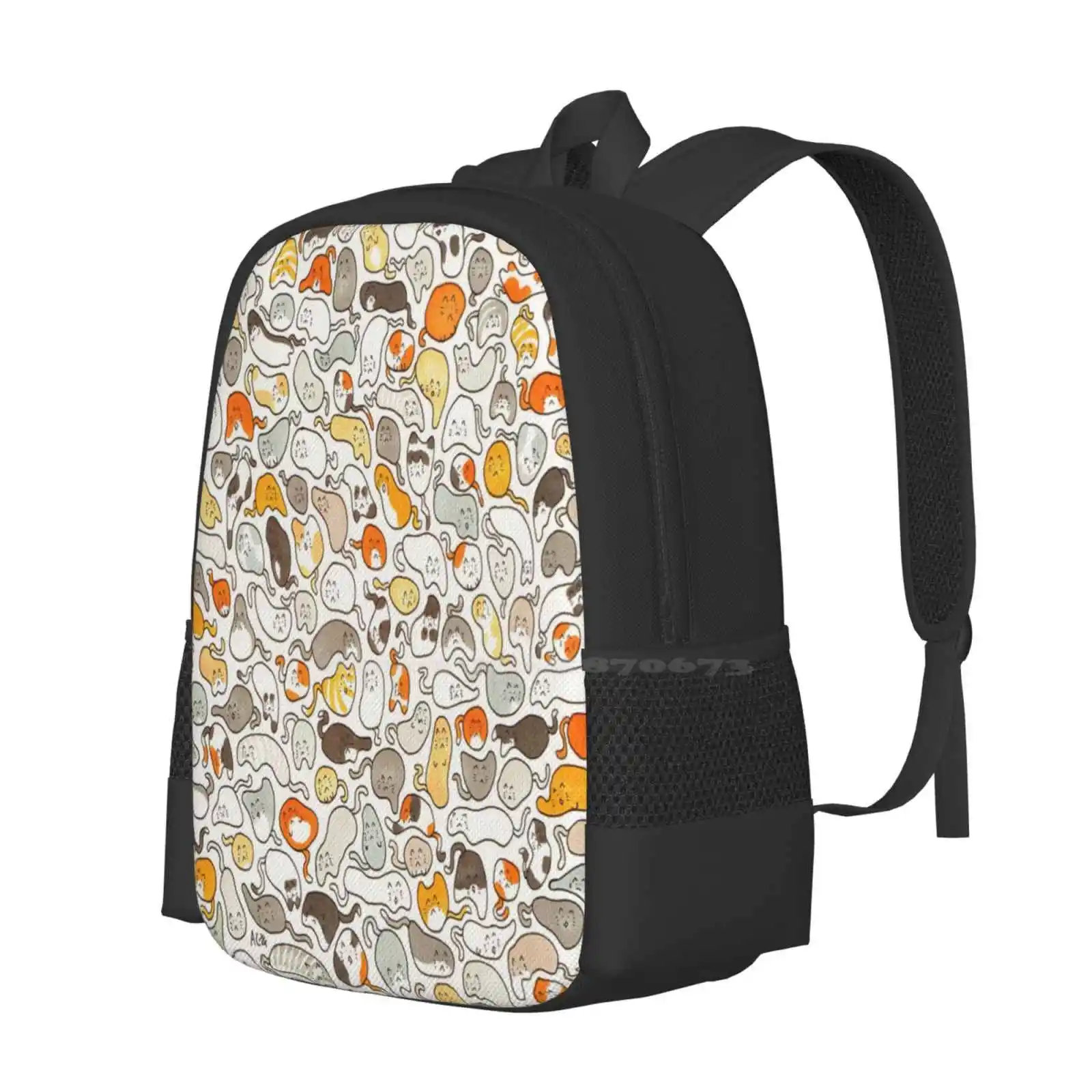 Bolso con diseño de dibujos de gatos, mochila para estudiantes, bonito