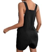 One-piece Romper Stylish Women's Summer Romper with Adjustable Lace-up Straps Sleeveless Design Button for Casual for Added