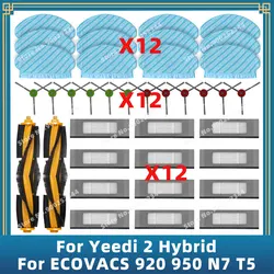 Kompatybilny z ( Yeedi 2 Hybrid / ECOVACS OZMO 920 950 N7 T5 ) Części zamienne Akcesoria Główna szczotka boczna Filtr Hepa Ściereczka do mopa