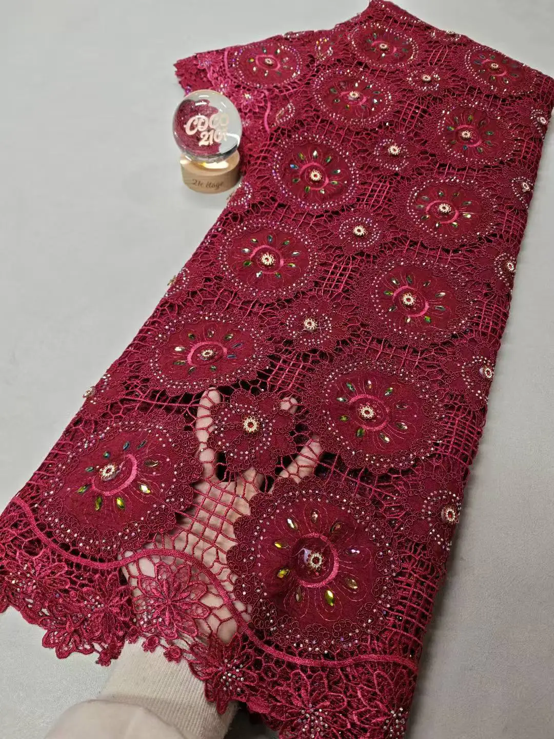 

Nigerian Sequins Tulle High-Quality 2025 Lace Fabric Embroidery African Net Cloth for Prom Dresses Beads 5 Yards XL154