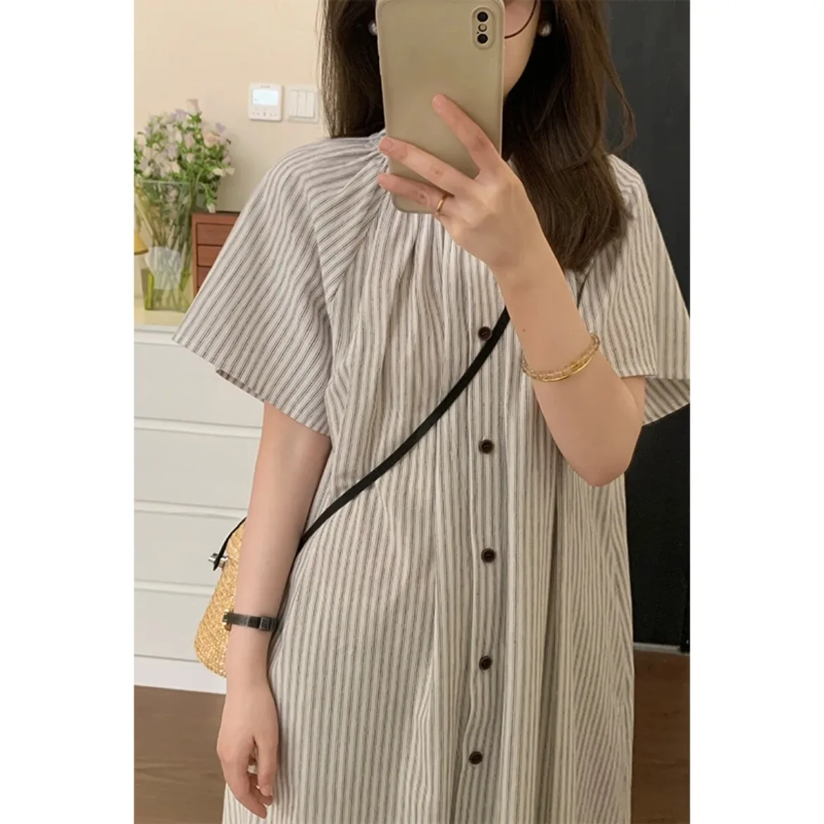 vestido-a-rayas-para-mujer-holgado-informal-ropa-de-embarazo-verano-2026-vestido-de-maternidad-para-vacaciones-manga-corta-cuello-redondo-cierre-de-botones-para-embarazadas