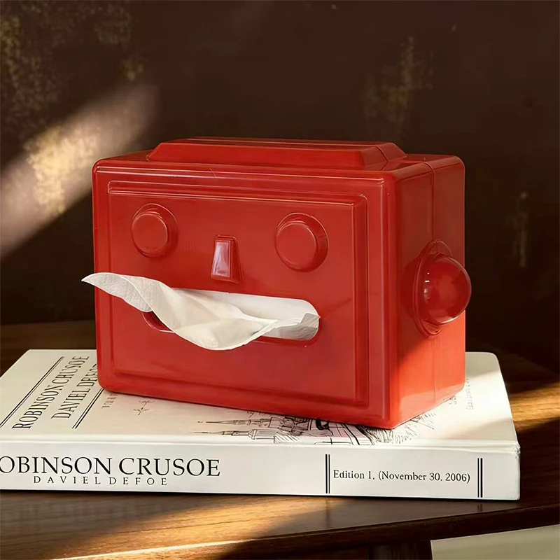 

Red Robot Tissue Box Storage Napkin Holder Paper Box Home Desktop Decoration Tissue Holder Kitchen Tissue Box Gift for Friends