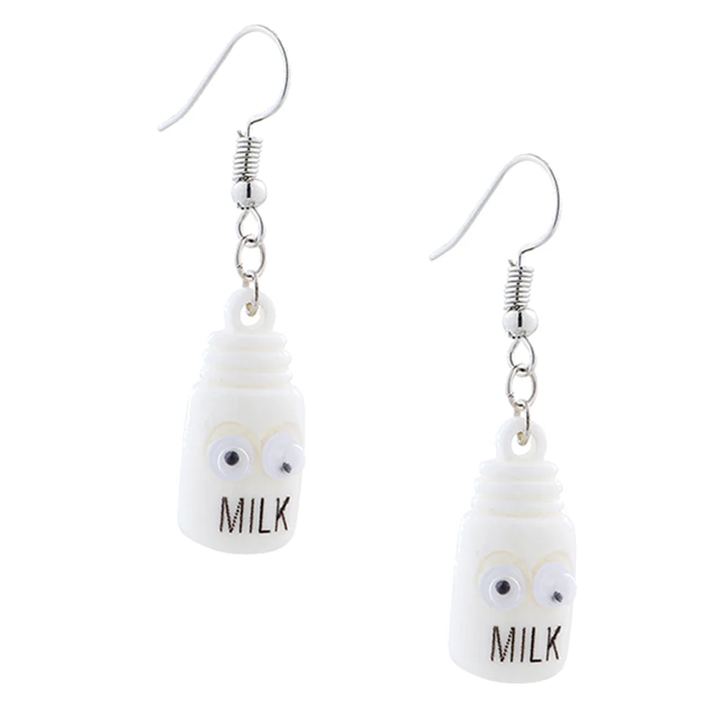 1 زوج الأبيض زجاجة الحليب الأقراط هندسية استرخى النساء الأذن ترصيع الأزياء والمجوهرات ديكور للاستخدام اليومي