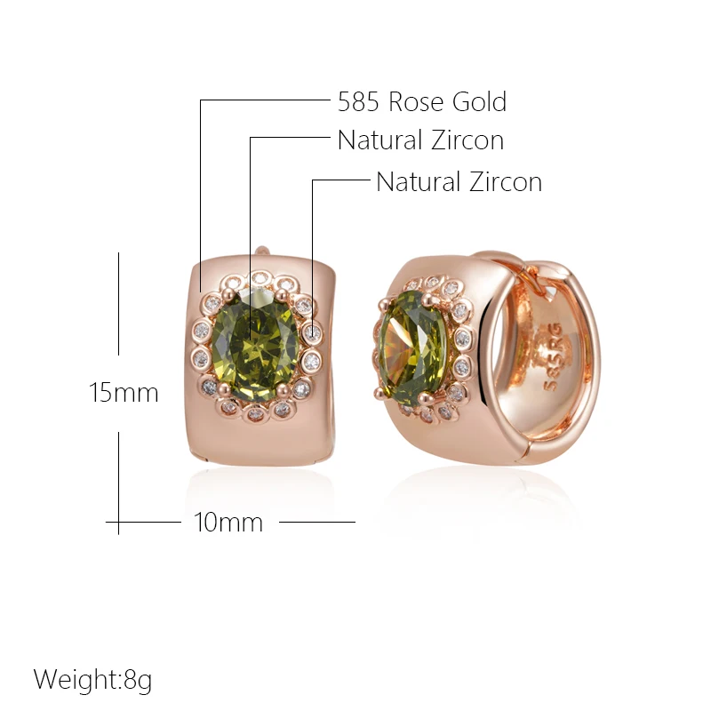 Kinel Hot Shiny Purple Natural Zircon Big Hoop Earrings for Women Fashion 585 Rose Gold Color Party Daily Jewelry Accessories