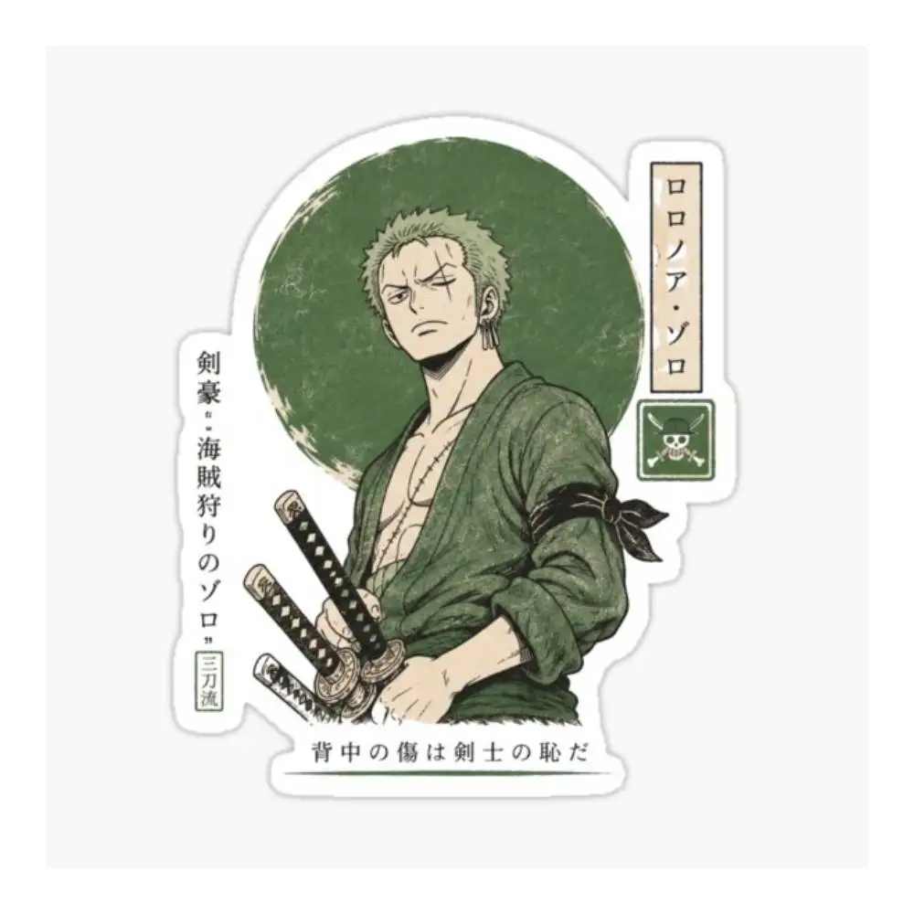 Zoro One Piece Stylish Sticker Car Window Bumpers Die-cut Vinyl Stickers Decorative Accessories