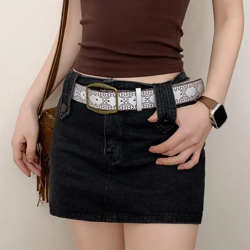 حزام نسائي عصري من البولي يوريثان الهيب هوب مع إبزيم على شكل نجمة خماسية، إكسسوار جينز، حزام جمالي Y2K #6