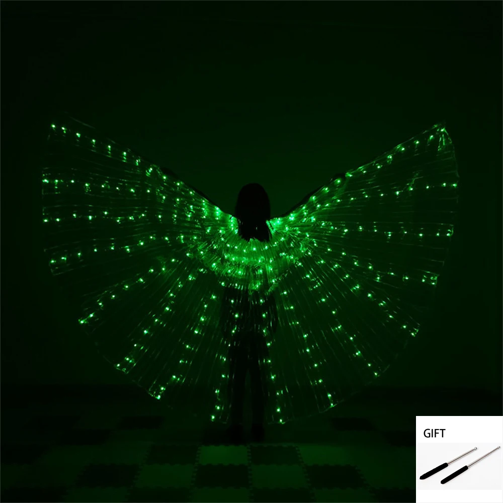 Rainbow Color LED Wings Belly Dance Costume Circus Led Light Isis Wings Luminous Costumes Party Show  Dancewear For Adult