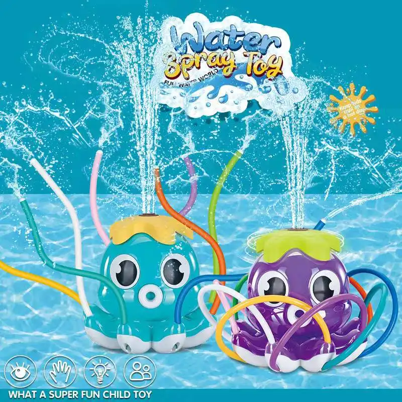 Outdoor Water Sprinkler Baby Toys Cartoon Octopus Sprinkler Backyard Garden Water Toys for Children 3 4 5 6 7 Year Baby Bath Toy