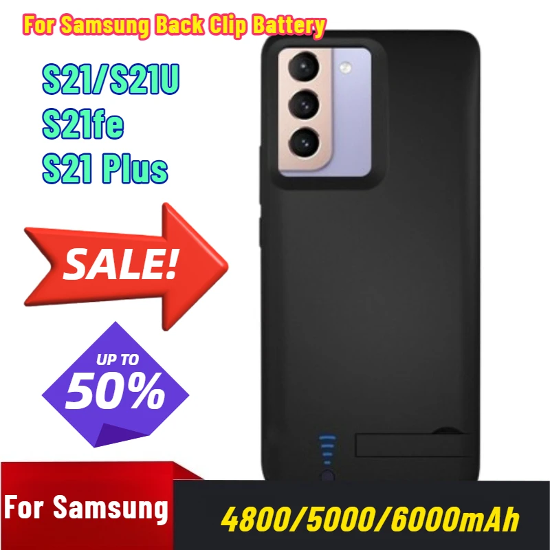 

4800/5000/6000mAh for Samsung S21/S21U/S21fe/S21 Plus Back Clip Battery Phone Case Mobile Power Bank