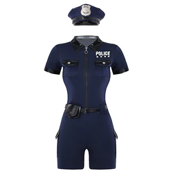 Womens Dirty Cop Officer Cosplay Outfits Policewoman Themed Party Role Play Dress Up Cosplay Costume Jumpsuit Police Uniform