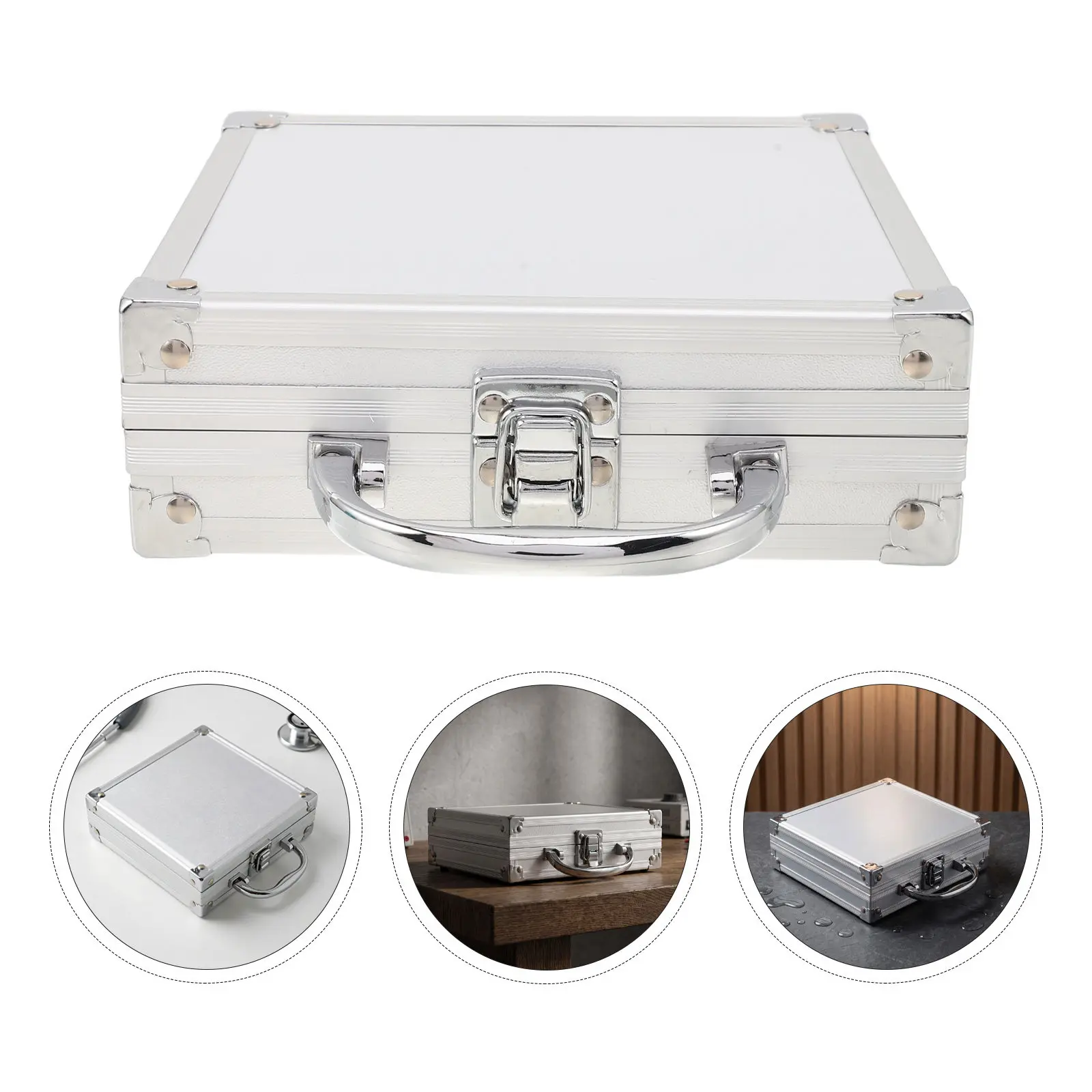 Lockable Aluminum Tool Box 6.7 X 6.3 Portable Instrument Storage Organizer Makeup Case Portable Instrument Box