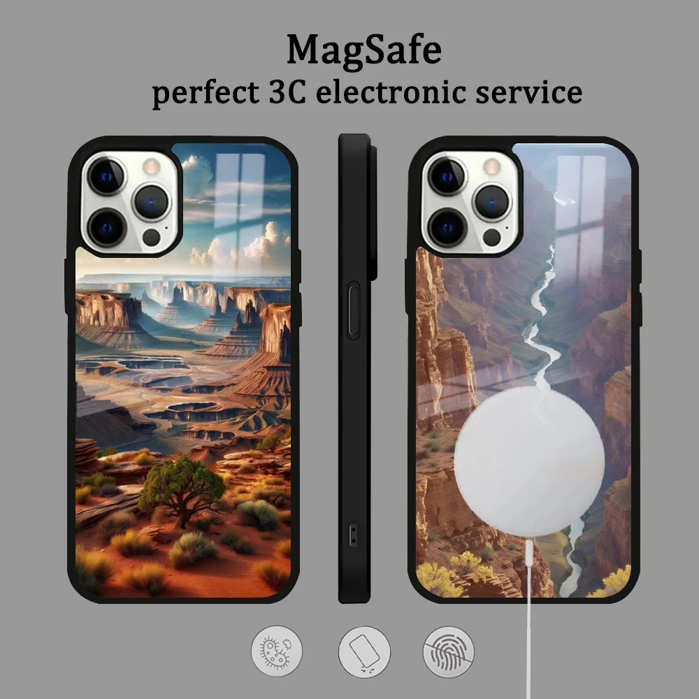 Grand Canyon Phone Case For iPhone 16 15 14 13 12 11 Pro Max Plus Mini Magsafe Mirror Wireless Magnetic Cover