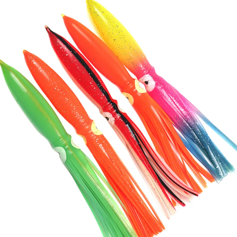 

2pcs Octopus Squid Skirts Fishing Lures Fluorescent21cm 19gLuminous Octopus Skirt Trolling Plastic Bait Saltwater Fishing Tackle