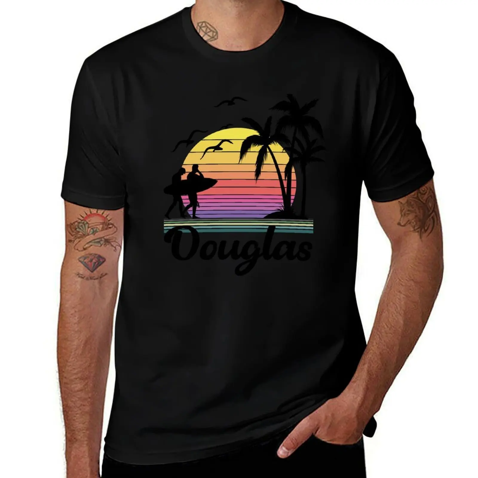 

Douglas Michigan Seaside Retro Sunset T-Shirt Daily Wear Print T-Shirt