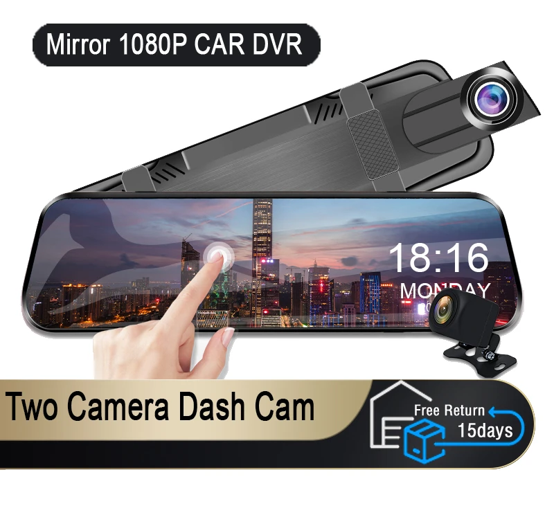 

Mirror Cameras for Car Touch Screen Video Recorder Rearview mirror Dash Cam Front and Rear Cameras Mirror Black Box