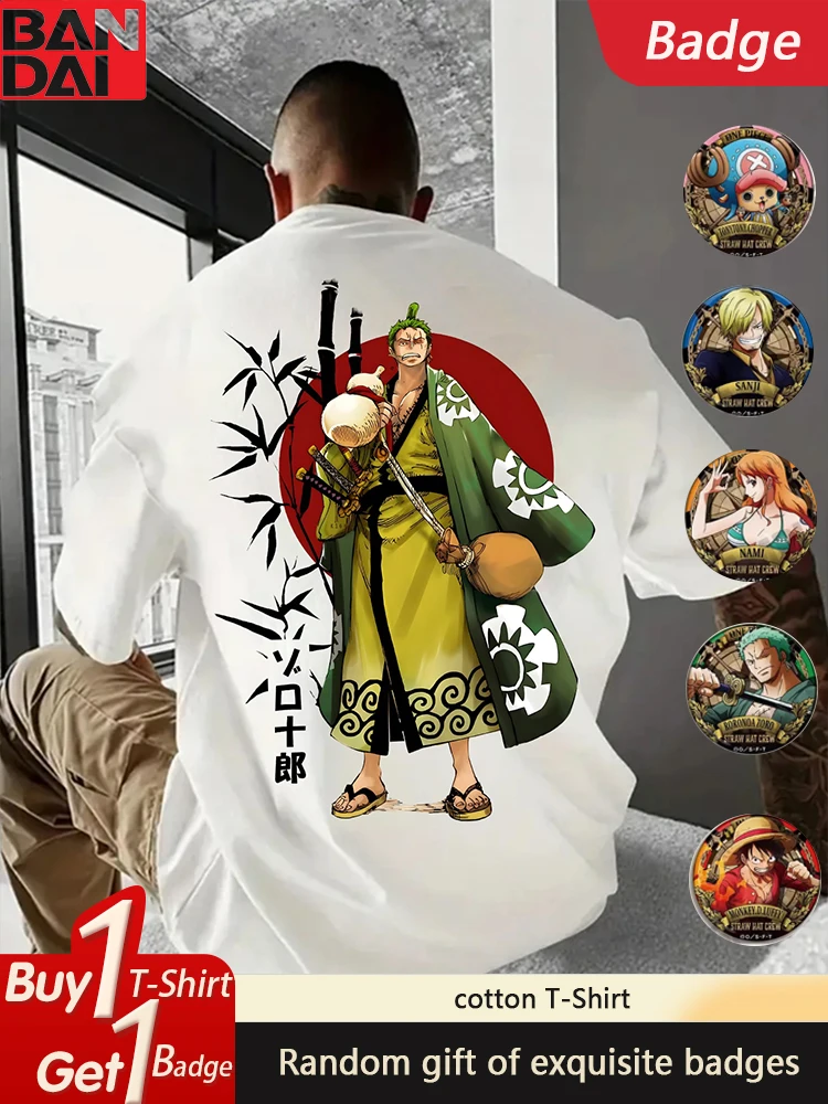 

ONE PIECE Anime Luffy Peripheral Printing 2025 Summer Short Sleeve T-Shirt Men's and Women's Daily Commuting Cotton T-Shirt