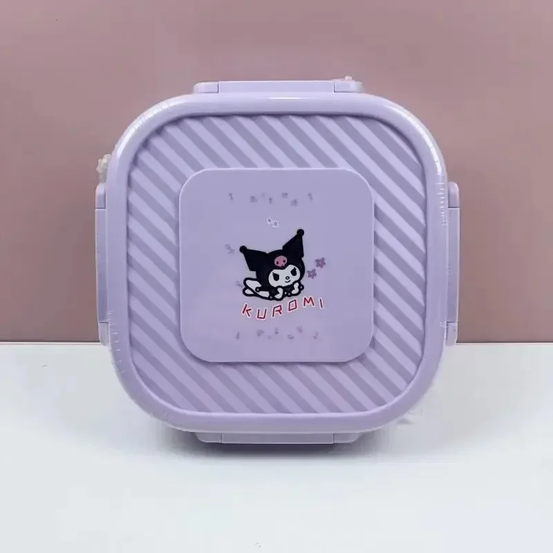 

Ланч-бокс Sanrio Kuromi My Melody Cinnamoroll Bento, портативный милый Ланч-бокс с тремя ячейками, посуда для микроволновки, коробка для еды