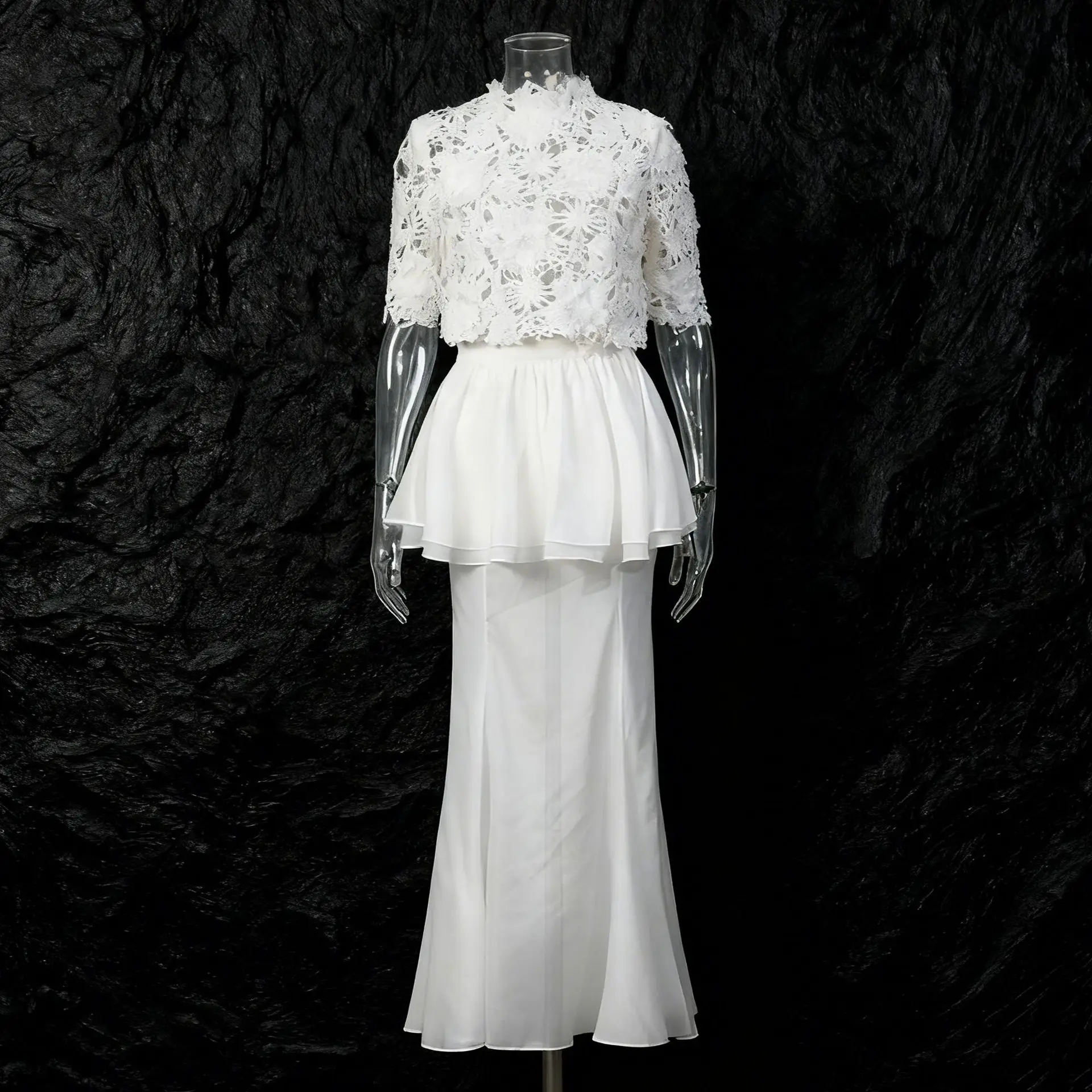 ZAMOR HIGH QUALITY Elegant 2026 Hollow-Out Embroidery Top and Double-Layer Fishtail Skirt Formal Set