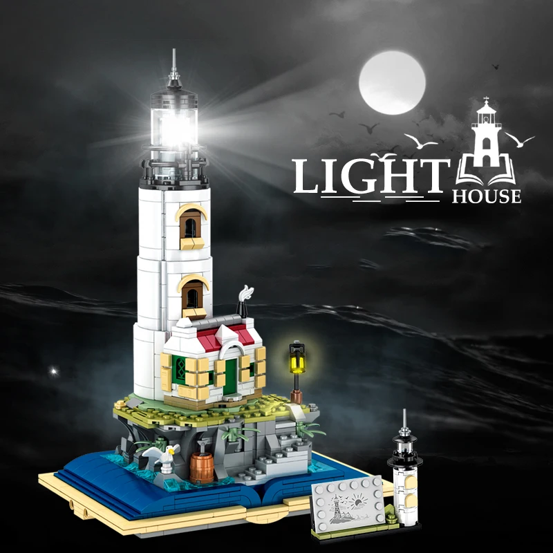 1016PCS Creative Motorised Lighthouse Sea House Building Blocks 21335 with LED light Assemble Bricks Toys Gift For Children Boy