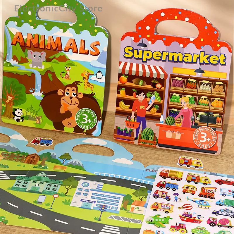 

1 Set Multi-Theme Bubble Sticker Children's Educational Learning Toys Sticker Book For Kids Vehicles Truck Jelly Stickers