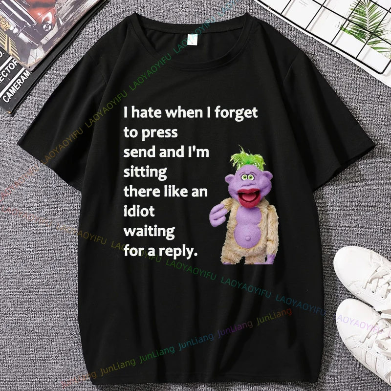 الفول السوداني جيف دنهام حياة مضحكة قصيرة ابتسامة أنا أكره عندما أرسال L Forgetto. تيشيرتات قطن 100% للجنسين