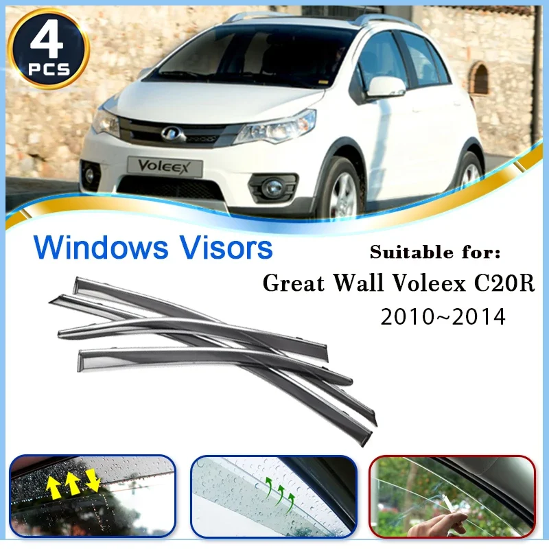 

For Great Wall Voleex C20R C10 2010~2014 4Pcs Car Sun Rain Window Visor Protector Deflectors Guard Awning Cover Auto Accessories