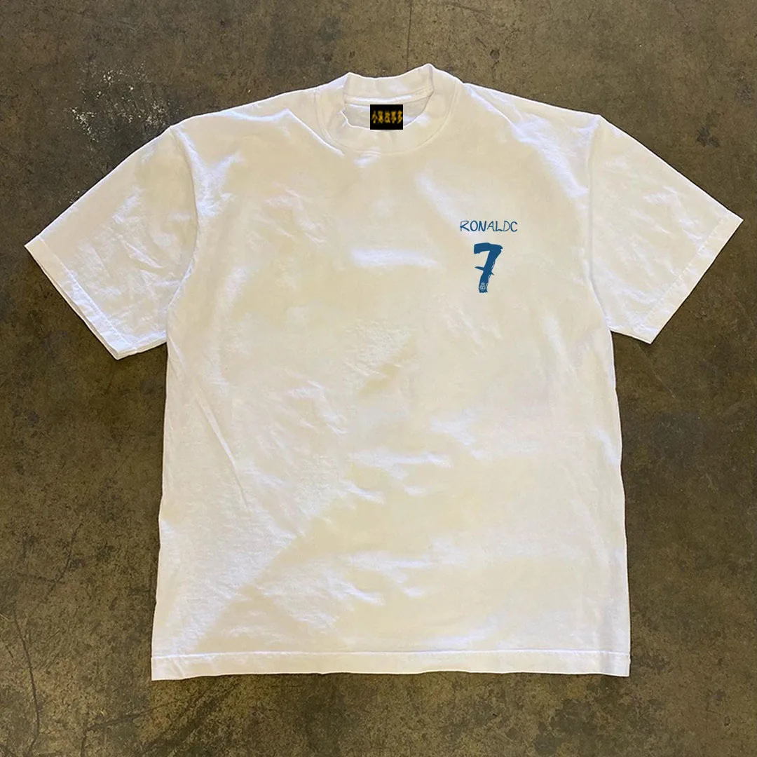 Pure Cotton Double Thread Loose Fit Short Sleeve T-Shirt Men's Style Comfortable Breathable Summer Top American Retro Design