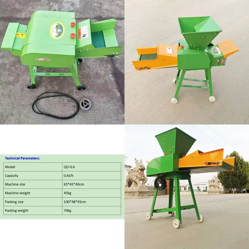 for HN QDMECH Easy to Move Small Farm Animal Feeding Chaff Cutter Grass Cutter Straw Chopper Machine With Wheels