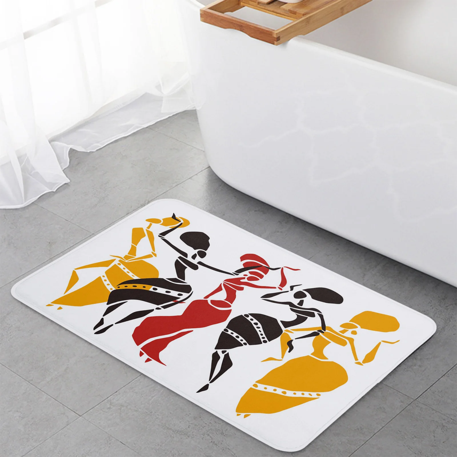 African Woman Dance White Floor Mat Entrance Door Mat Living Room Kitchen Rug Non-Slip Carpet Bathroom Doormat Home Decor