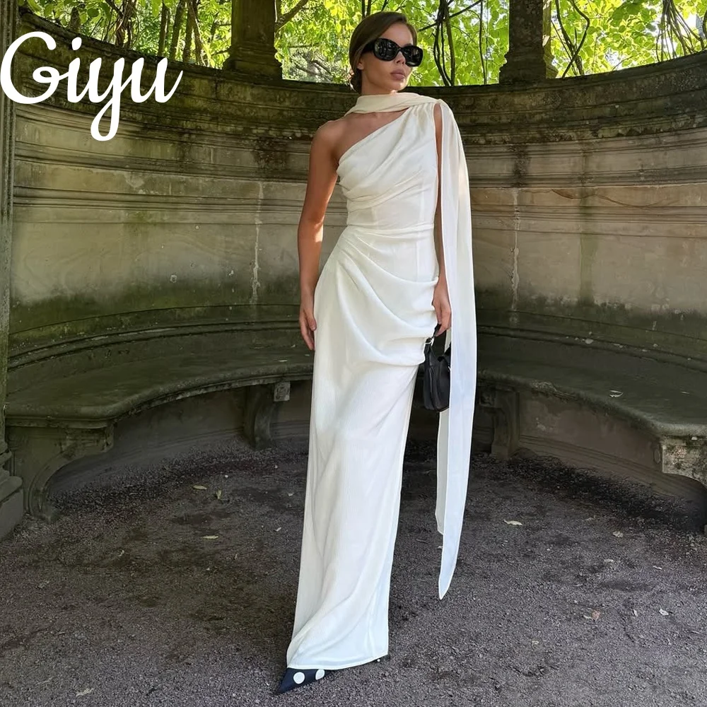 

Giyu 2025 Elegant Satin One-Shoulder Prom Gown Strapless Pleat فساتين سهرة Sleeveless Wedding Party Dress Customsied