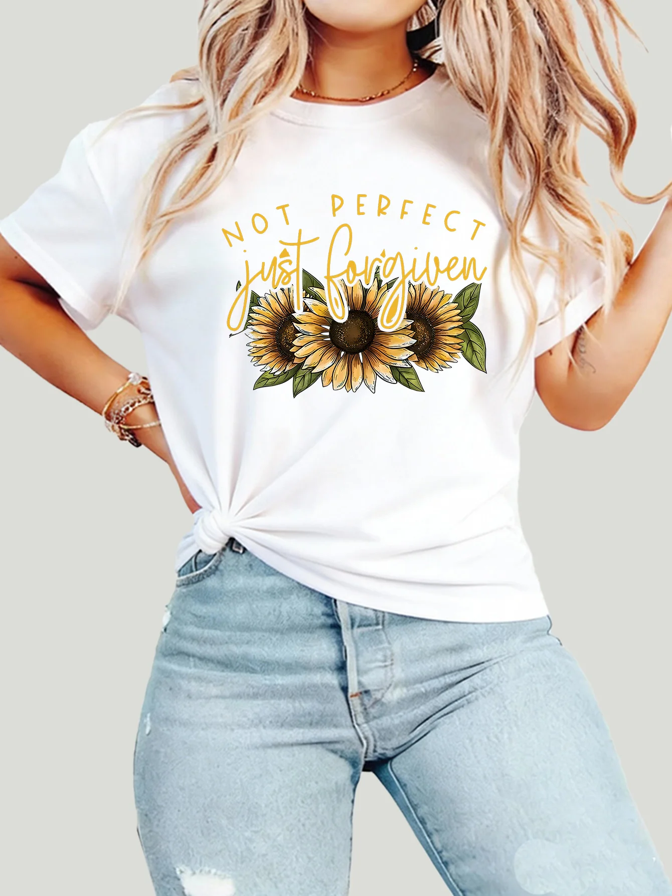 

Women's Large Size Printed round Neck Short Sleeve T-shirt 1-7XL Comfortable Casual Top in European Style