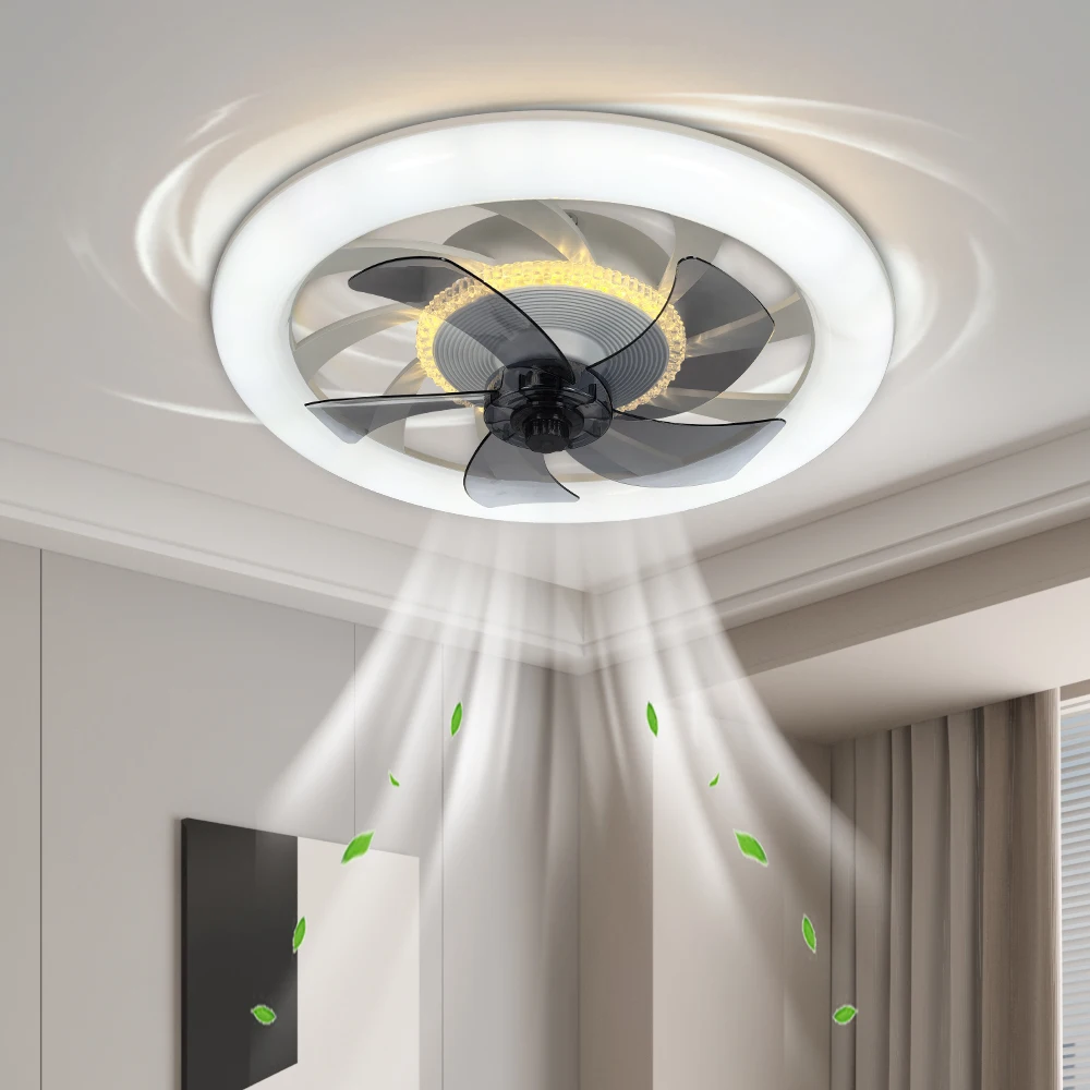 

Светодиодный потолочный вентилятор 48 см, светильник с регулируемой яркостью Sky Flower Light, бесшумный светильник с скрытым лезвием для спальни и столовой