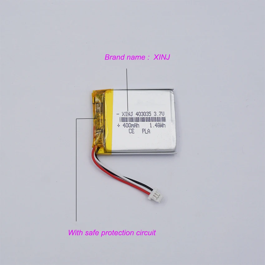 2 sztuki 3.7V 400mAh 1,48wh polimerowy akumulator akumulator litowy Lipo litowo-jonowy 403035 JST-SH 1.0mm 3Pin do GPS DashCam głośnik