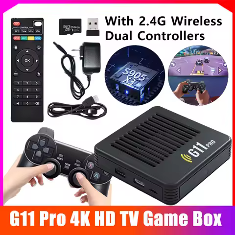 G11 Pro 4K HD TV Game Box Built-in 10000 Retro Games Video Game Console Portable Game Player With 2.4G Wireless Dual Controllers