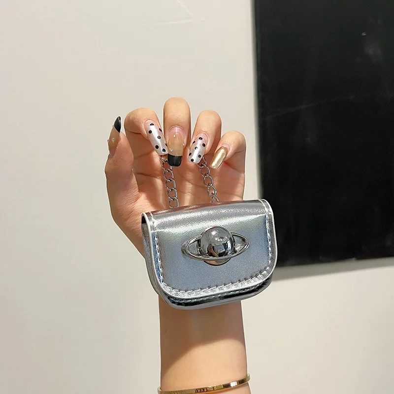 

Vintage Korean Mini Chain Shoulder Bag Designer Brand Handbag Coin Purse PU Leather Crossbody Ladies Decorative Small Square Bag