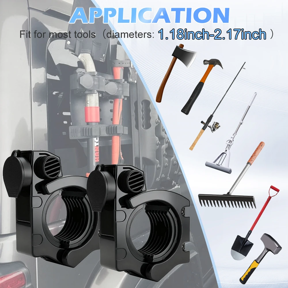 Quick-Release Holder Grip with Lock 1.18-2.17'' Diameter Tools Bracket Shovels Axes Mounting for Vehicle UTV Boat Truck Offroad