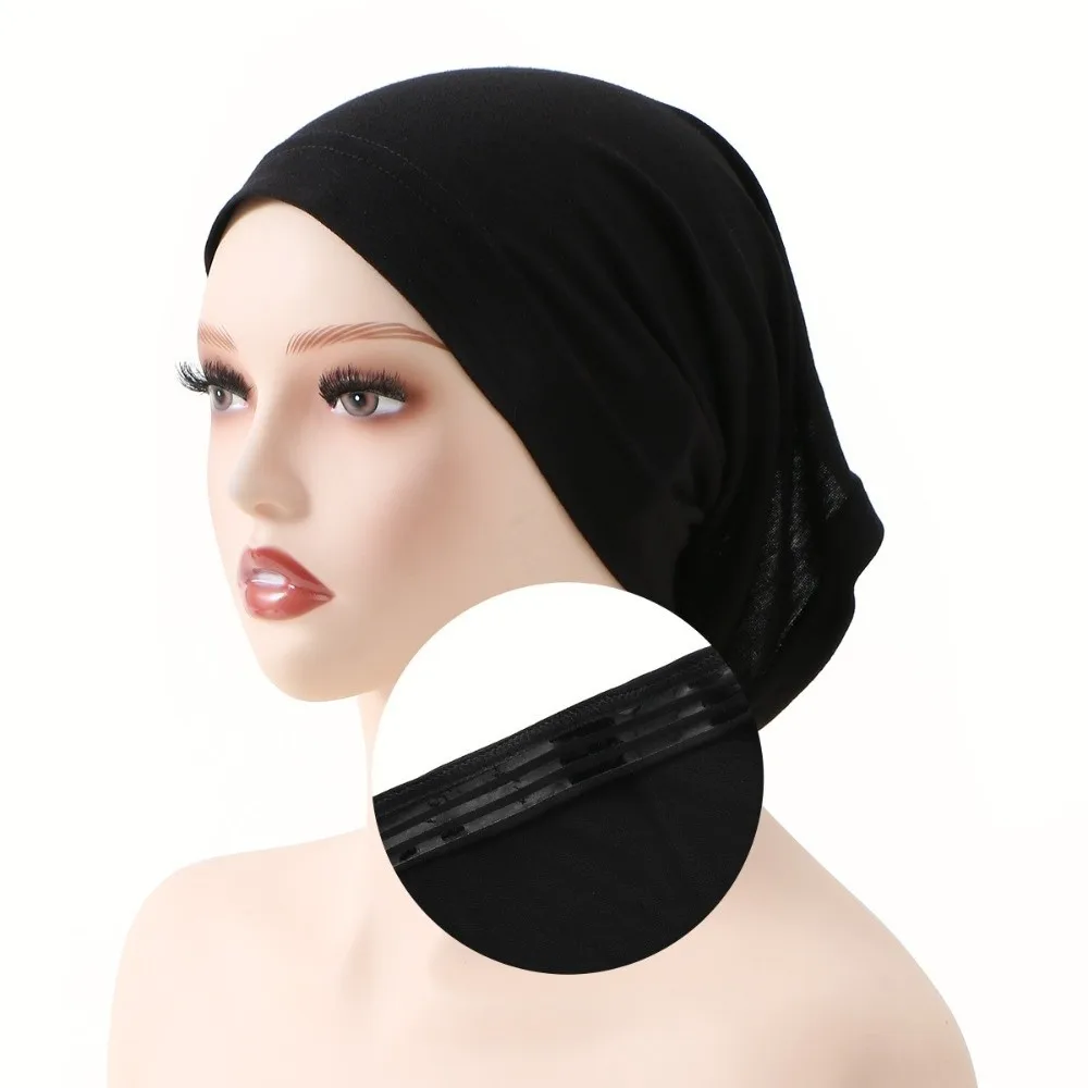 

Solid Color Muslim Hijab Cap Stretch Material Antislip Strips Inner Hijab Caps Breathable Instant Wear Undercap Scarf Occasions