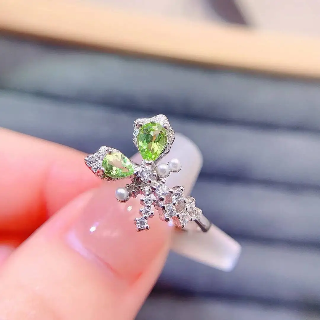 KJJEAXCMY New Jewelry Natural Women's Peridot Ring 925 silver inlay Colorful and splendid High clarity supports detection