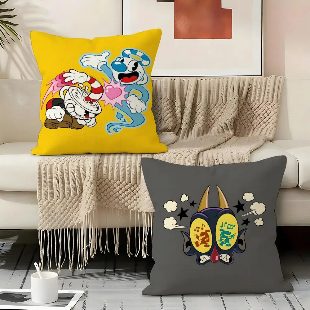 C-cuphead Anime Pillow Case Pillowcase, Double-sided Printed, Sofa Cushion, Bedroom Headboard Pillow