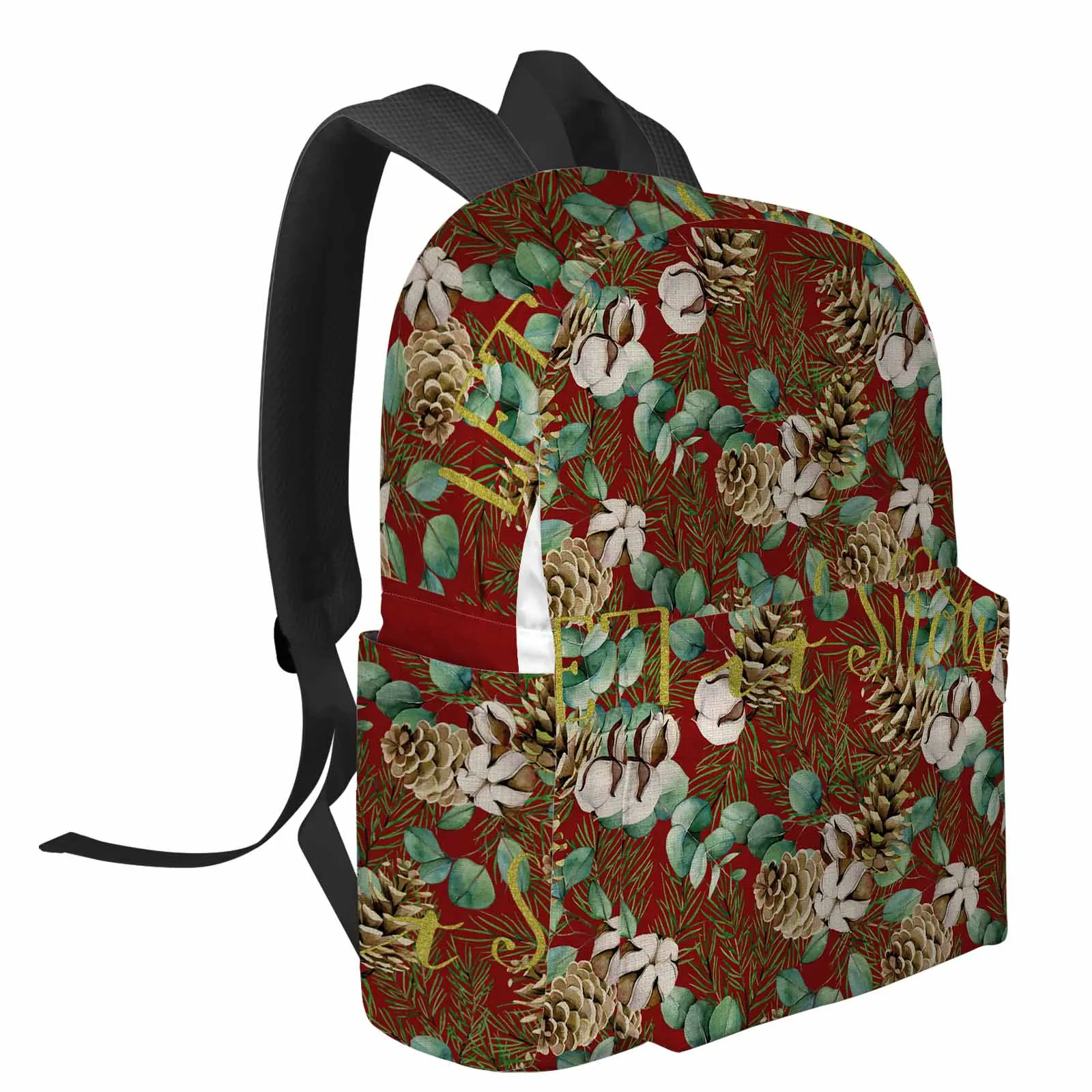 Pinecone-Mochila Retro con hojas de eucalipto para hombre y mujer, morral escolar personalizado para estudiantes, Mochila para ordenador portátil, Mochila de viaje