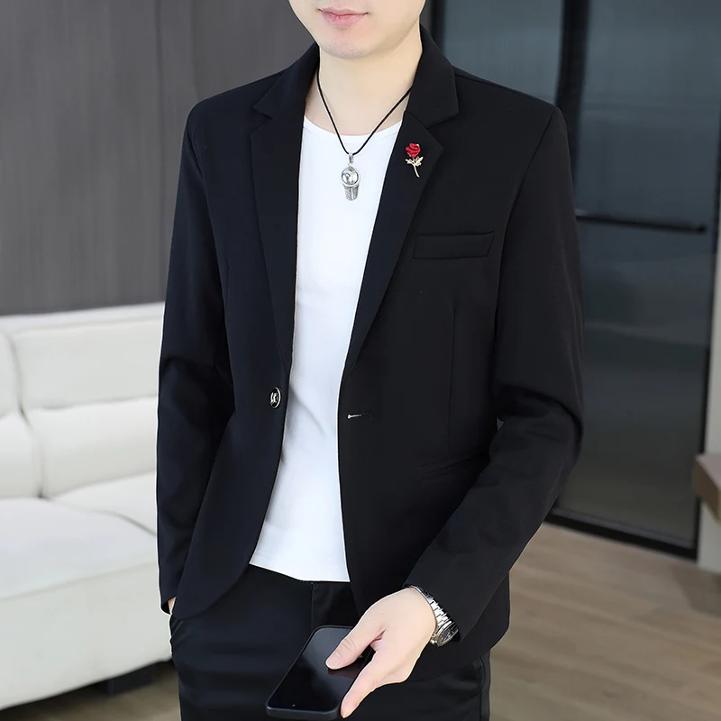 

2025 autumn and winter new men's Korean style trendy slim fit handsome single button small suit jacket