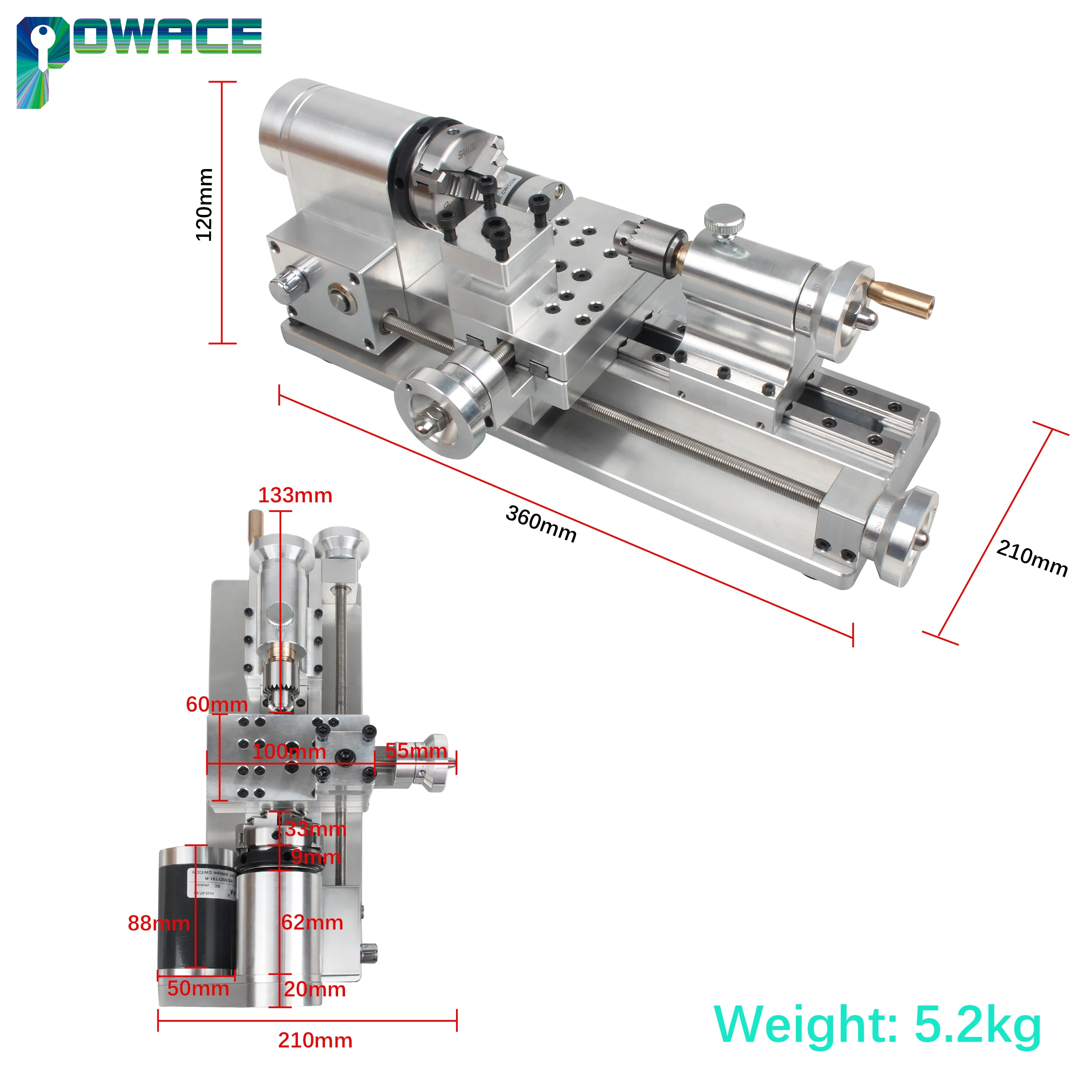 Mini DIY lathe Machine Desktop With K01-50 Chuck 30W DC 24V Motor Homemade exquisite