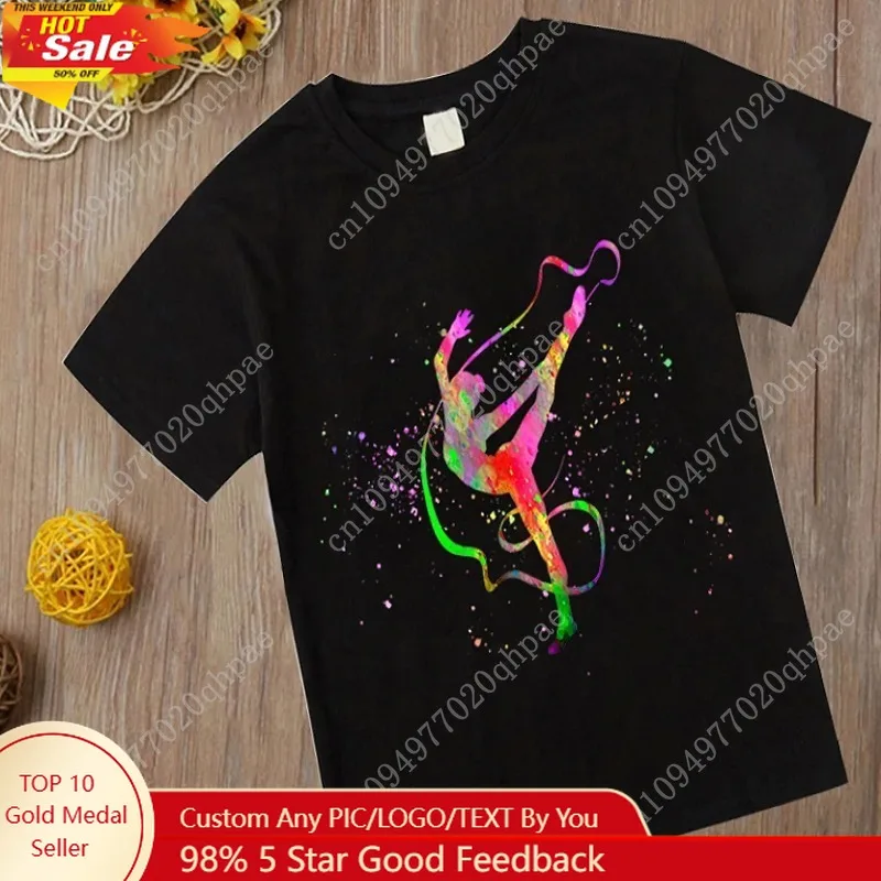 Милая детская футболка с акварельным гимнастическим принтом для девочек