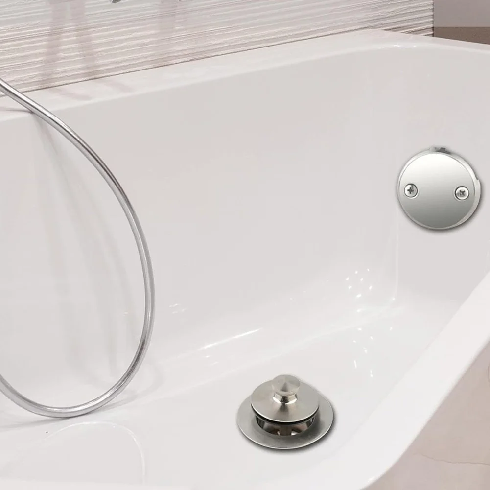 

Комплект для замены слива ванны с сенсорной пробкой для пальца ноги и лицевой панелью перелива с двумя отверстиями, сливной пробкой для ванны, выходом