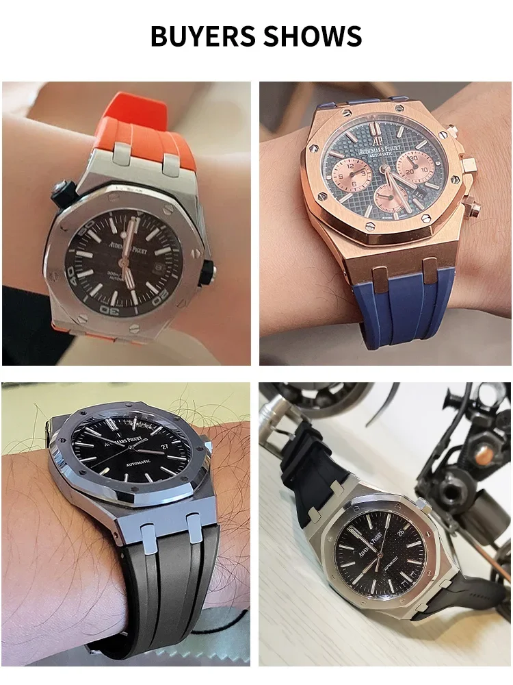 سوار ساعة سيليكون للرجال مقاوم للعرق ، بيجو Audemars Piguet Royal Oak الرياضة الخارجية ، حزام ساعة 26