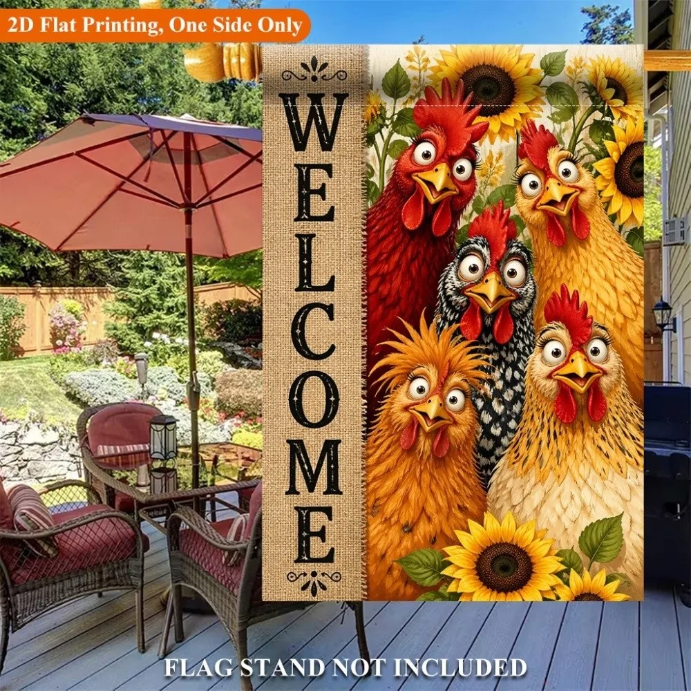 Double Sided Halloween Fall Pumpkin Garden Flag Rustic Style Linen Ghost Welcome Flag Chick or Treat Witch Hat