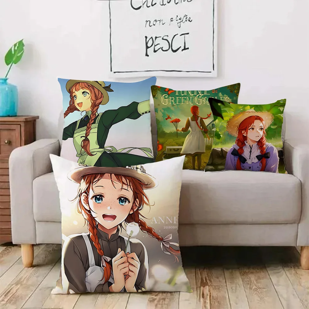 Pillow Covers Cartoon Anne of Green Gables Sofa Decorative Home Double-sided Printing Short Plush Cute Cushion Cover