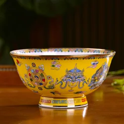 Chinese Ceramic Tibetan Eight Treasure Bowls, Household Bone Tableware Sets, Rice Noodle Bowls, Dish Plates, Dining Bowls