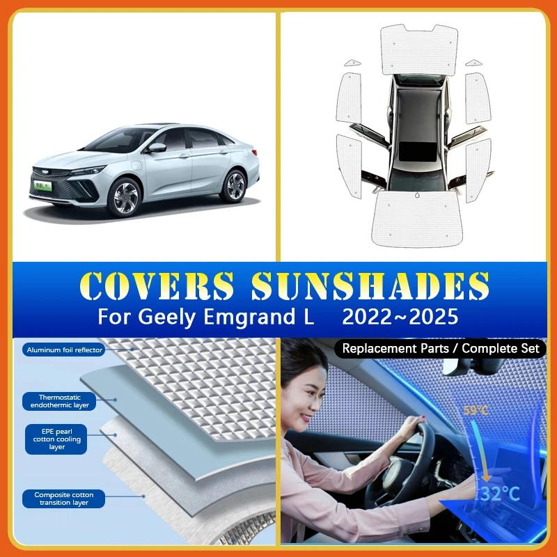 

Car Sunshades Covers For Geely Emgrand L 2022-2025 Parasol For Auto Summer Sunscreen Windows Coverage Sunshades Auto Accessories