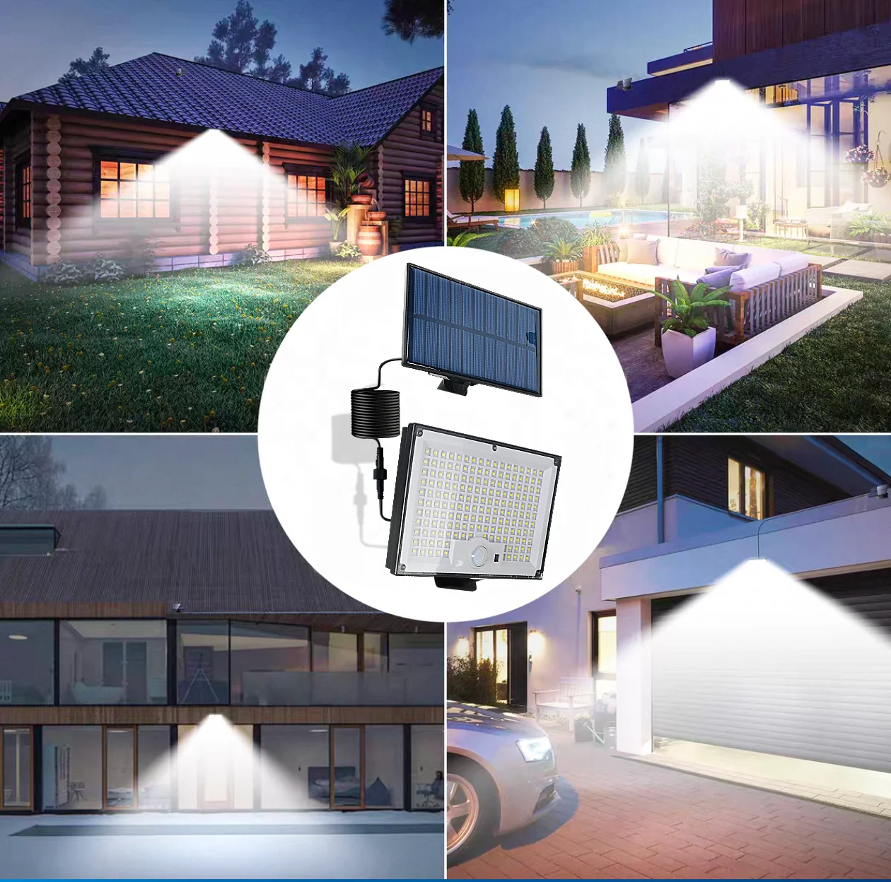 قوية 192/172LED ضوء الشمس مستشعر حركة خارجي أضواء كاشفة تعمل بالطاقة الشمسية IP66 مقاوم للماء الأمن عن بعد الشمسية جدار الشارع مصباح